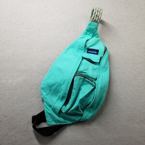 Kavu Rope Bag Mint Green Canvas Pockets Zipper Shoulder Sling